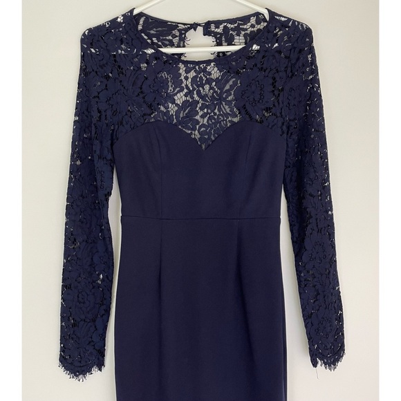 Lulus Whenever You Call Lace Open Back Maxi Dress Navy Size Small - Picture 6 of 8